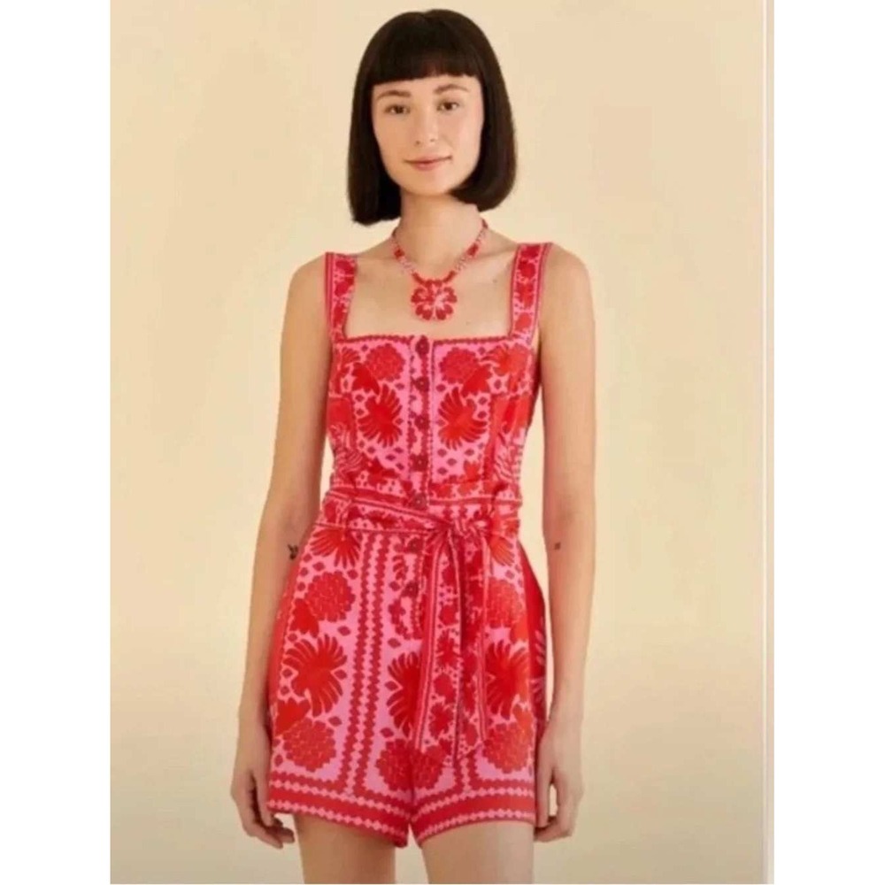 Farm Rio Jungle Scarf Red Romper Jungle Scarf Red - Size XL - NWT